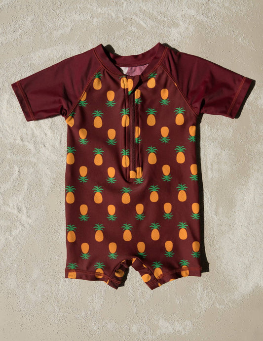 Pineapple One-Piece Rashguard Swimsuit