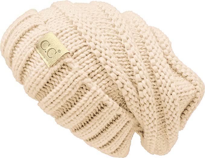 Kids Oversized Slouchy Beanie - Beige