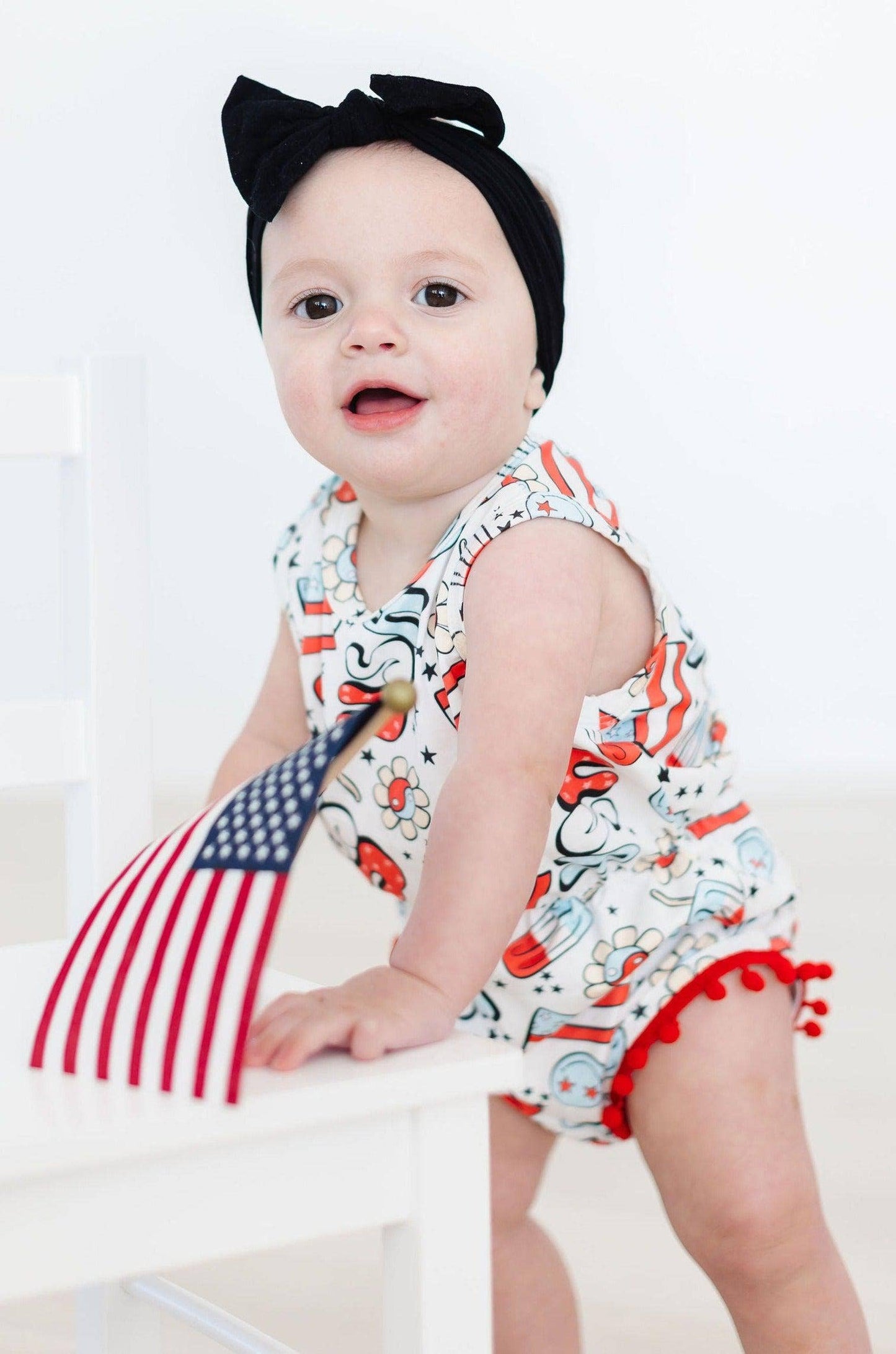 Star Spangled Cutie Pom Pom Romper