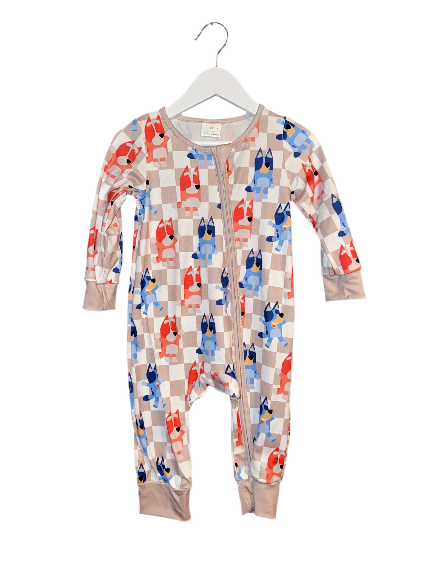 Checkered Heeler Sisters Zip Romper
