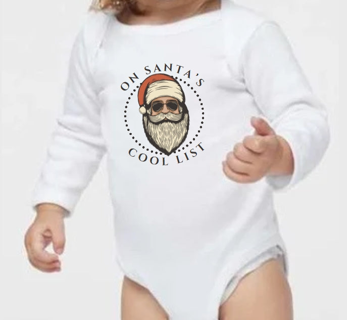 On Santa's Cool List Long Sleeve Infant Onesie