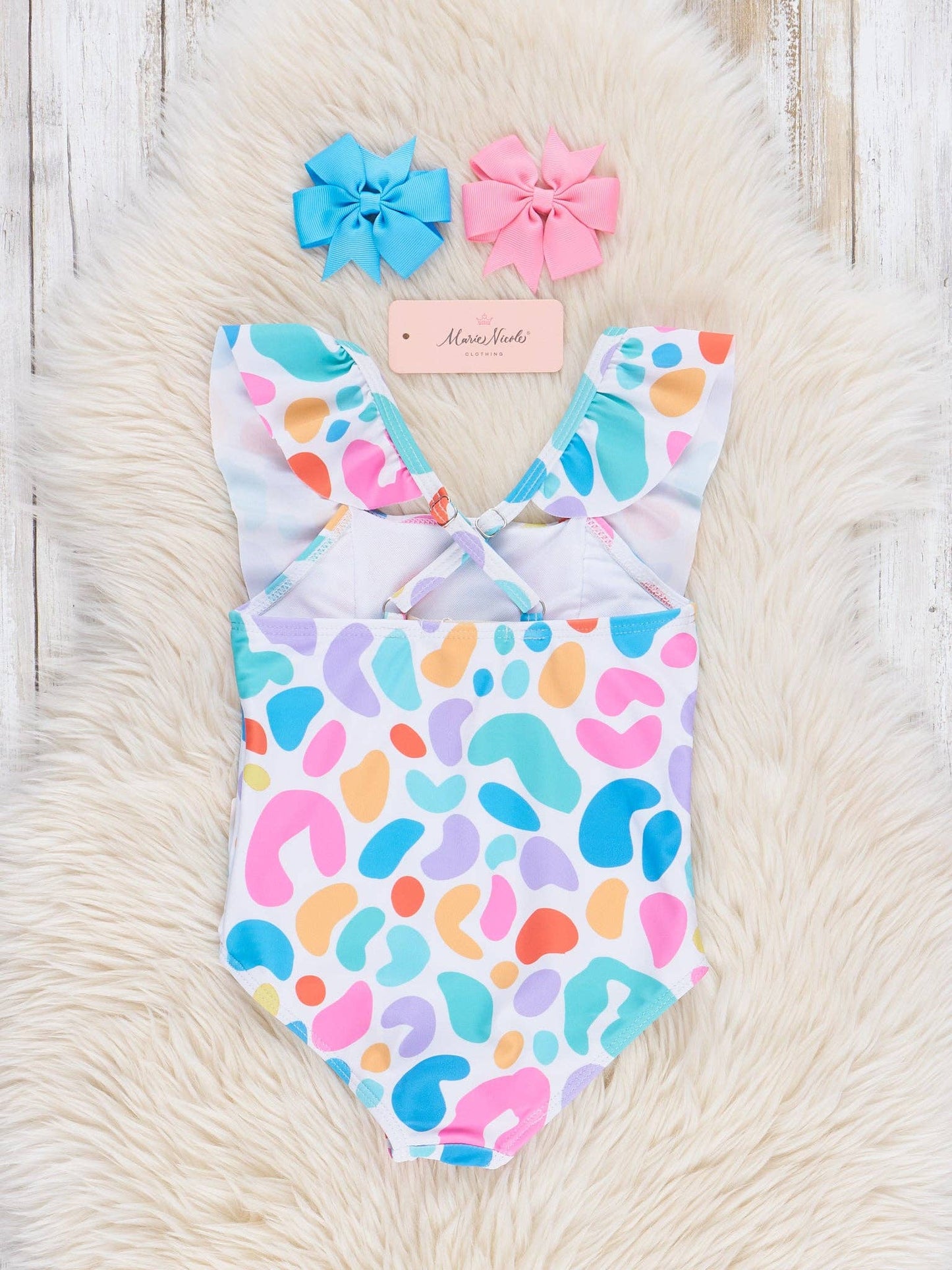 Colorful Leopard Print Ruffle Swimsuit