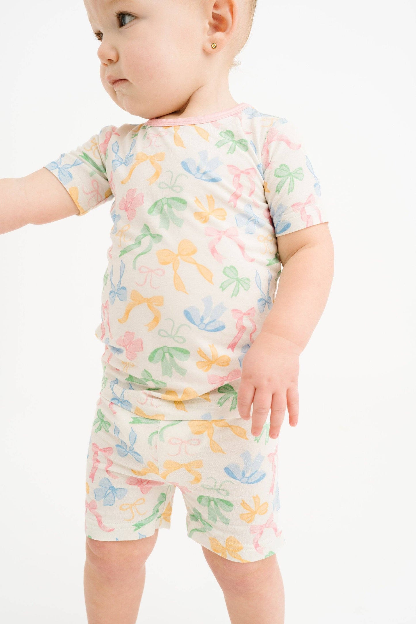 Pastel Bow Bamboo Shorts Set