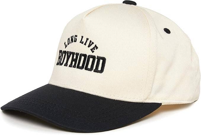 Kids/Baby Two Tone Cap - Long Live Boyhood - Black/Beige