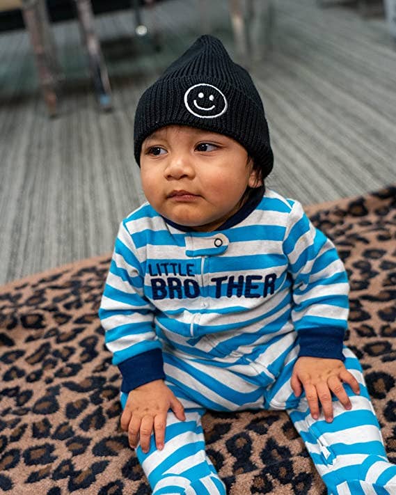 Baby Infant Smiley Beanie - Black