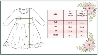Kids Pumpkin & Floral Print Long Sleeve Fall Twirl Dress