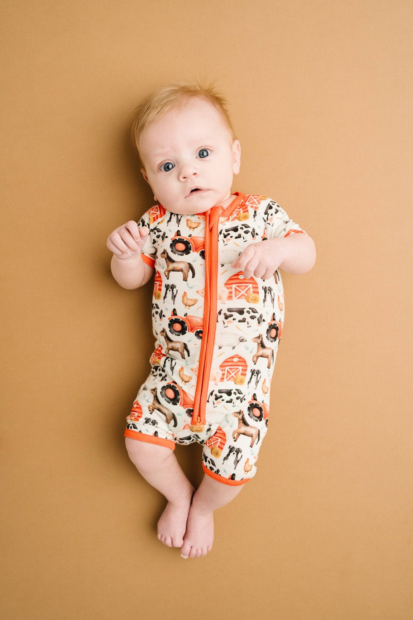 Little Red Barnyard Bamboo Short Romper