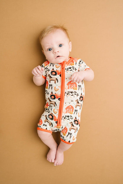 Little Red Barnyard Bamboo Short Romper