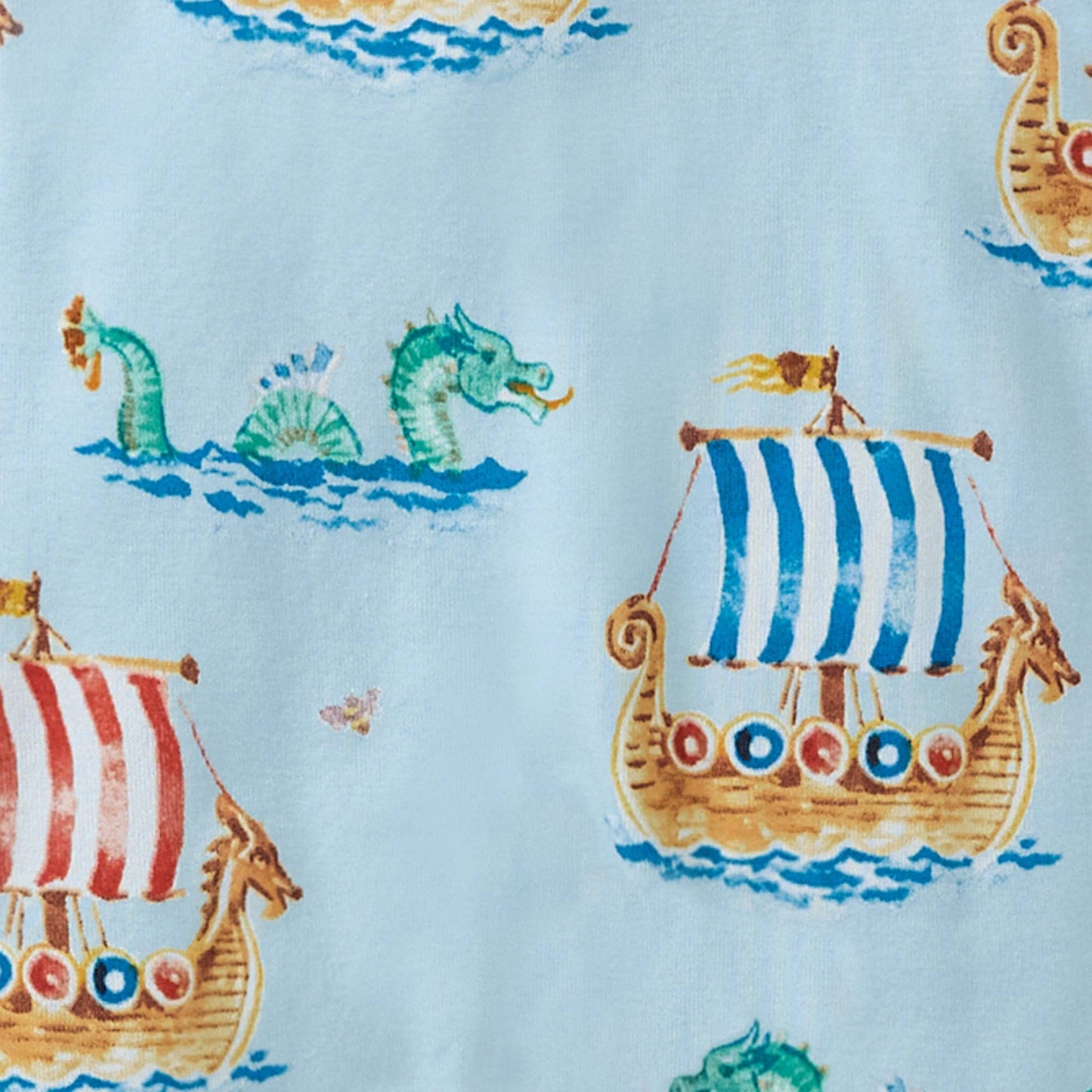 Nordic Hero & Viking Ships Organic Cotton Sleeper Footed