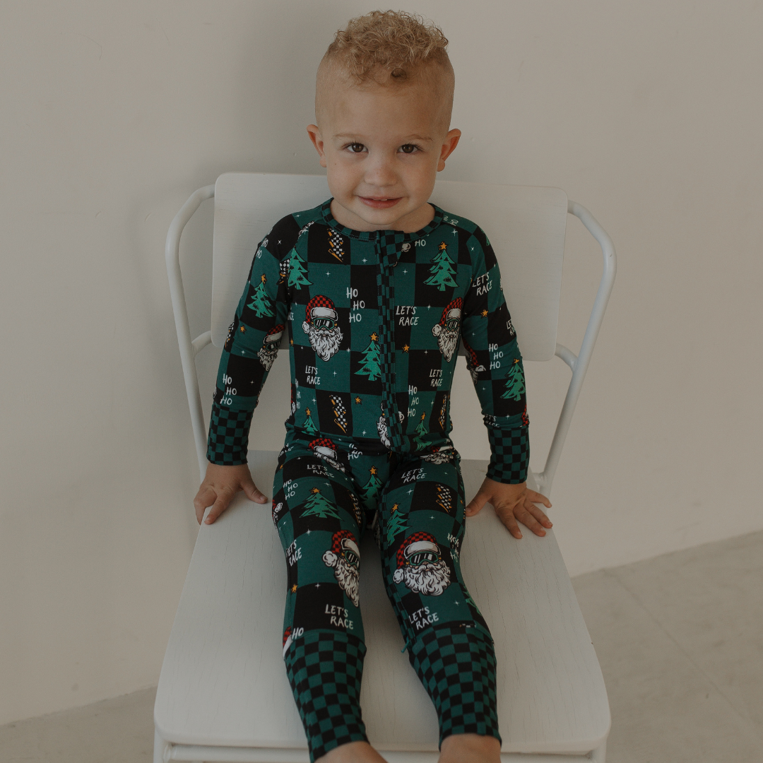 Let's Race Santa Zip Up Pajamas *PREORDER*