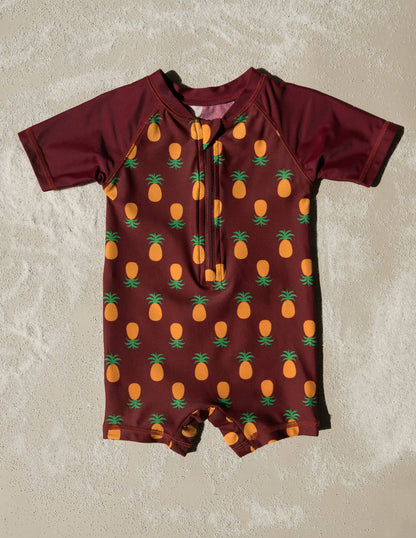 Pineapple One-Piece Rashguard Swimsuit