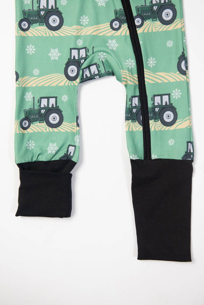 Green Tractor Christmas Baby Zippy