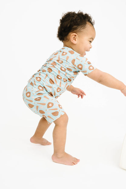 Home Run Blue Bamboo Shorts Set