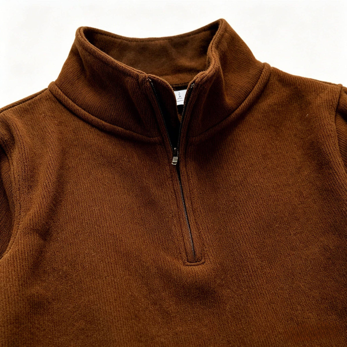 Kapital K Boys Brown Elbow Patch Half-Zip Sweatshirt (12M–7)