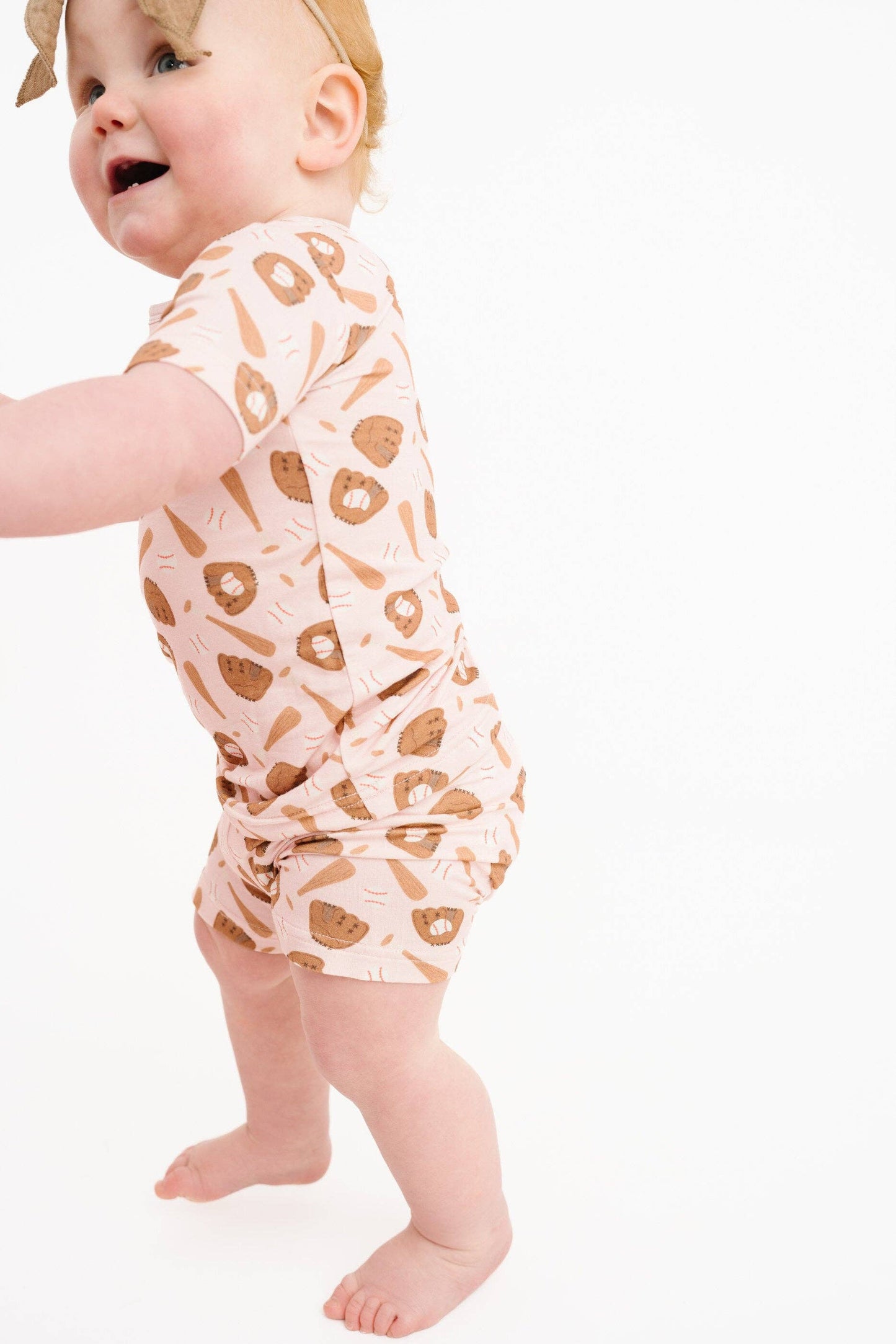 Home Run Pink Bamboo Shorts Set