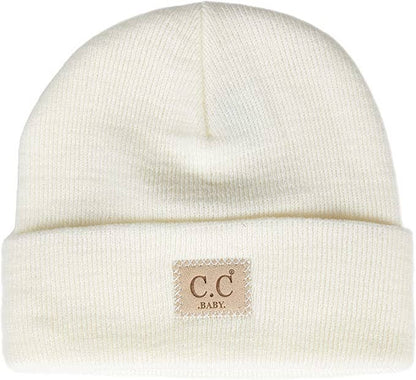 Baby Suede Patch Beanie (Ivory)