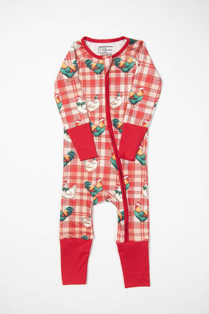 Christmas Chickens Plaid Baby Zippy