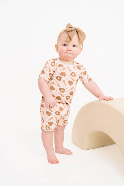 Home Run Pink Bamboo Shorts Set