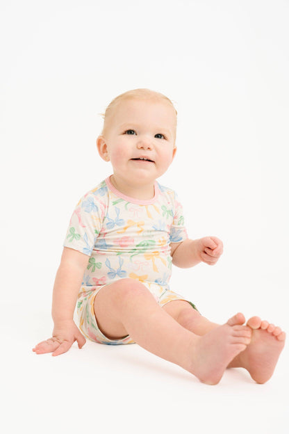 Pastel Bow Bamboo Shorts Set