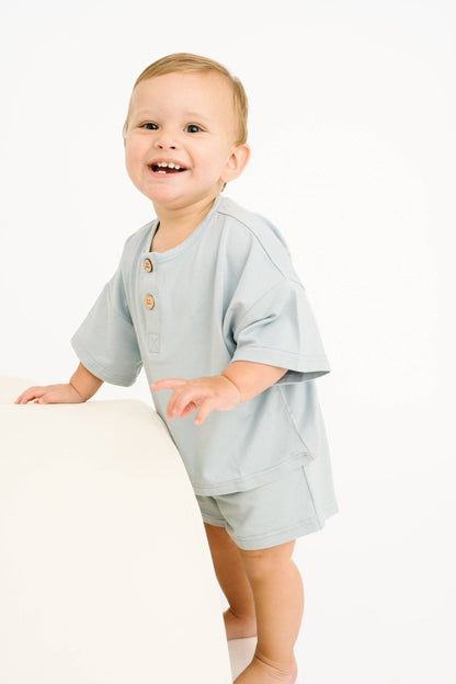 Ocean Bamboo Button Slouchy Set
