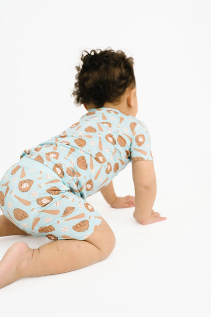 Home Run Blue Bamboo Shorts Set