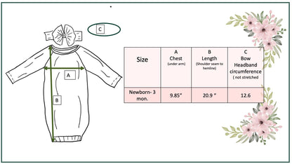 Infant Girls Pink Wave Flower Baby Gown and Bow Headband