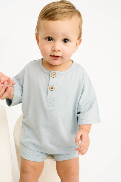 Ocean Bamboo Button Slouchy Set