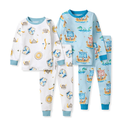 Nordic Hero & Viking Ships Organic Cotton Two-Piece Pajamas
