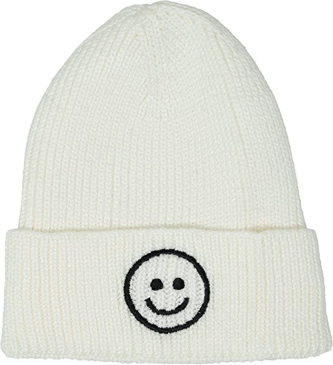 Baby Infant Smiley Beanie - White
