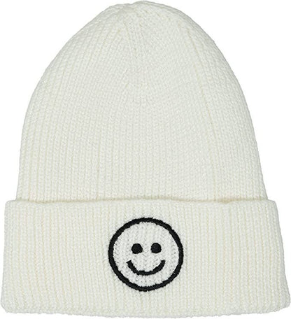 Baby Infant Smiley Beanie - White