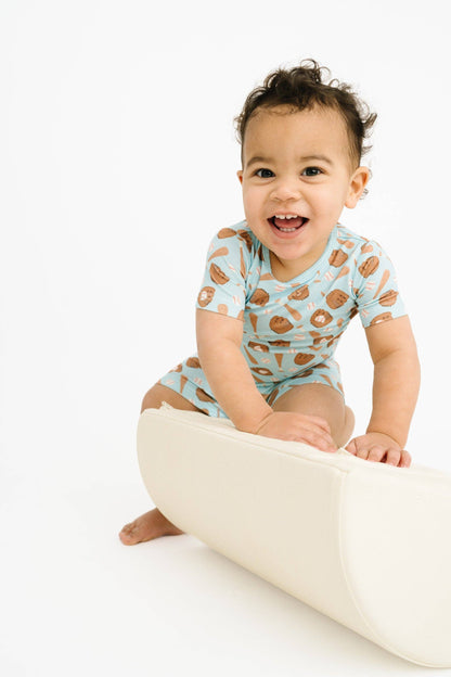 Home Run Blue Bamboo Shorts Set