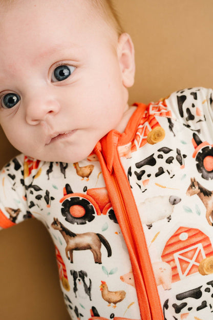 Little Red Barnyard Bamboo Short Romper