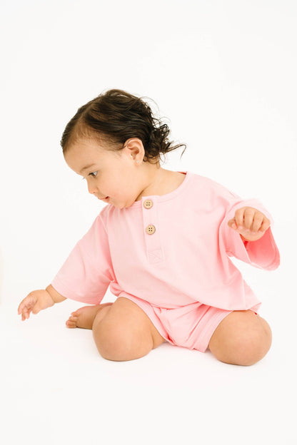 Peony Bamboo Button Slouchy Set