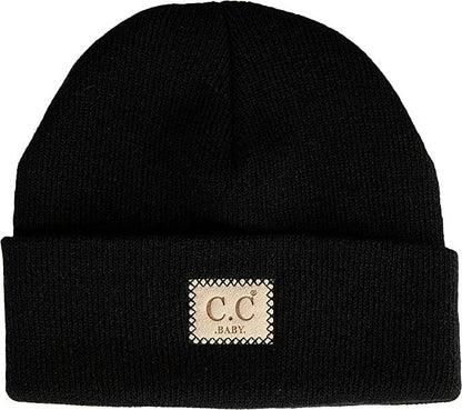 Baby Suede Patch Beanie (Black)