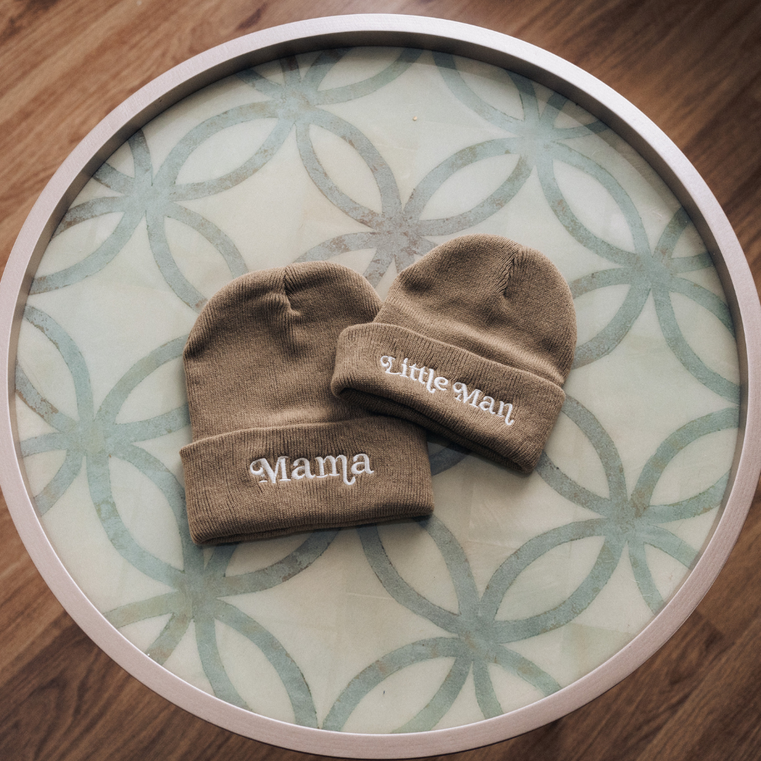 Matching Knit Hats- Little Man-Tan