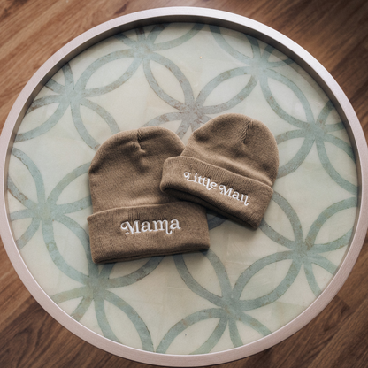 Matching Knit Hats- Little Man-Tan