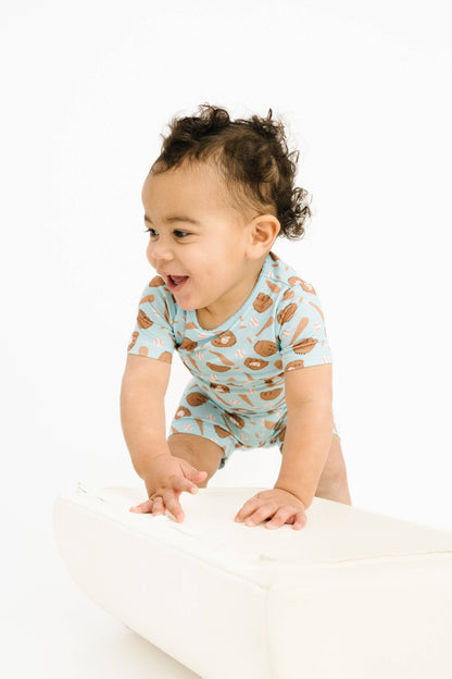 Home Run Blue Bamboo Shorts Set