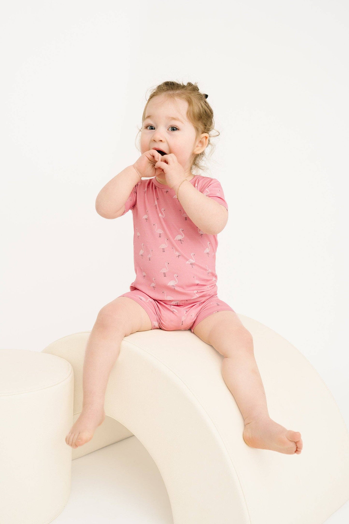 Pink Flamingo Bamboo Shorts Set