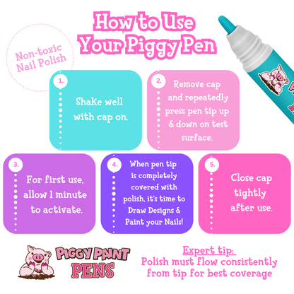 Twirly Teal Piggy Paint Pen - Kids Non-toxic Nail Polish