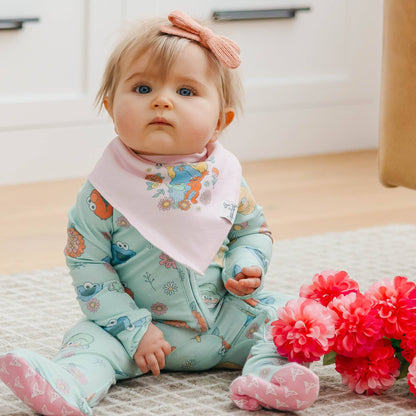 4 Pack Baby Bandana Bibs - Sesame Street Retro Floral
