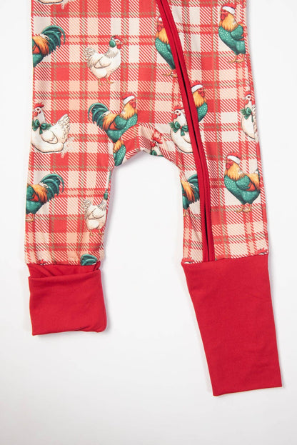 Christmas Chickens Plaid Baby Zippy