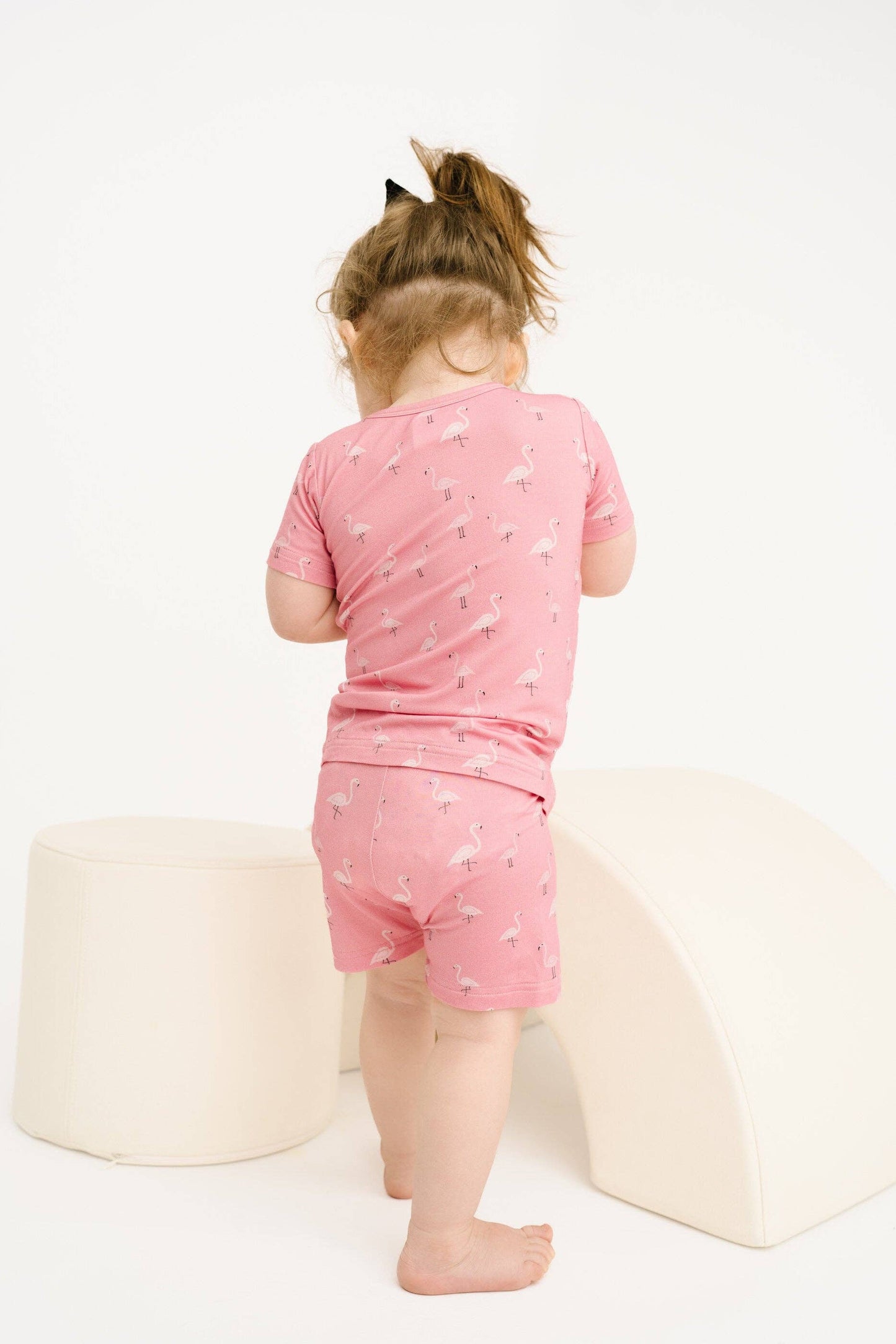 Pink Flamingo Bamboo Shorts Set