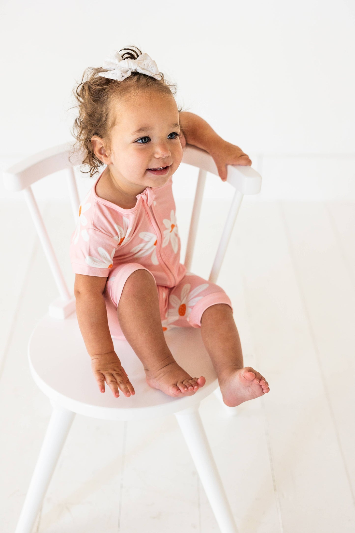 Summer Girls Shortie Romper - Pink Daisy