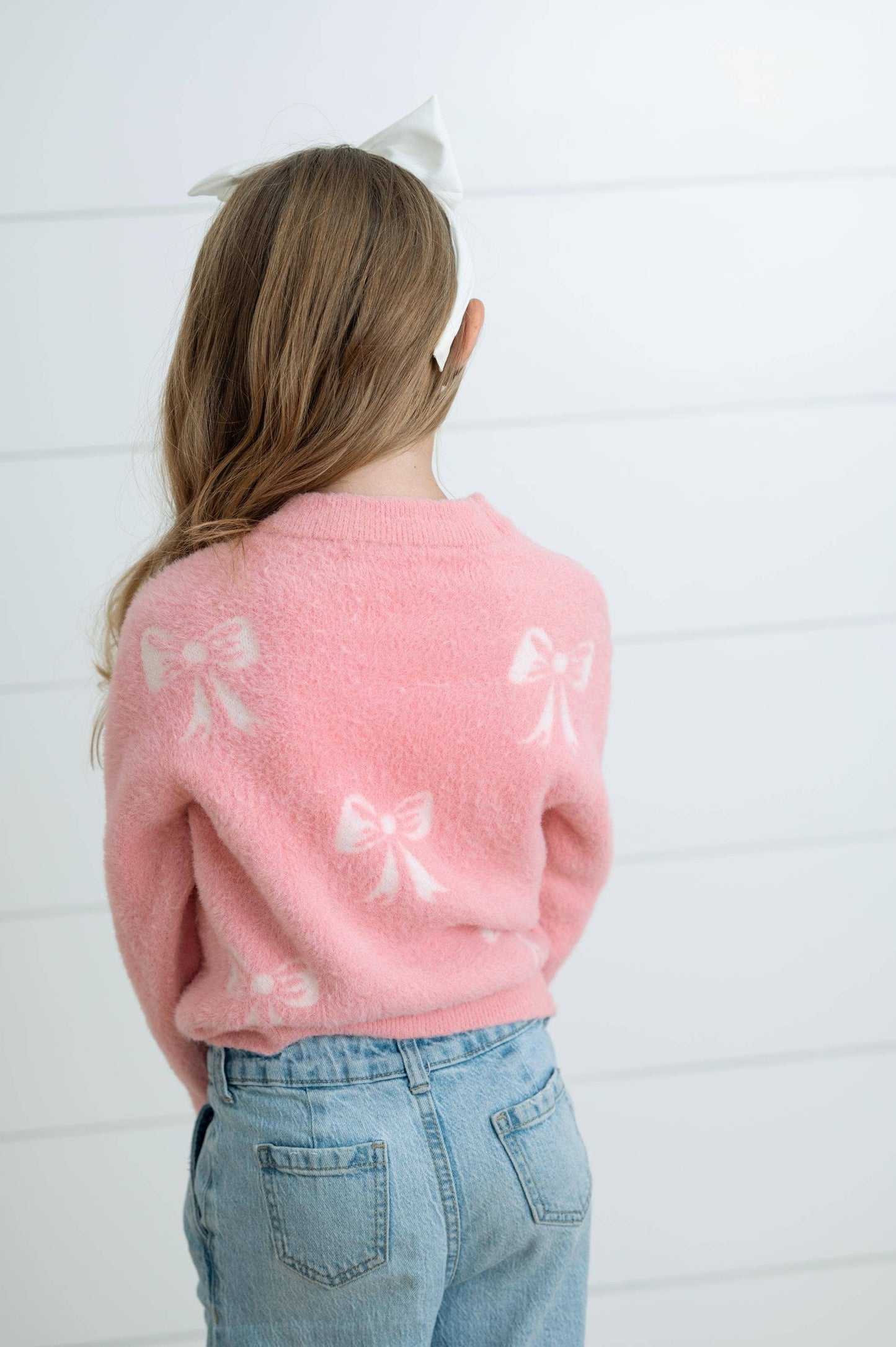 Pink and White Bow Sweater
