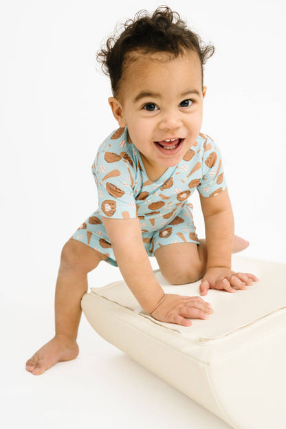 Home Run Blue Bamboo Shorts Set