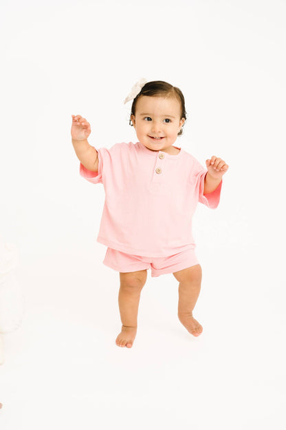 Peony Bamboo Button Slouchy Set