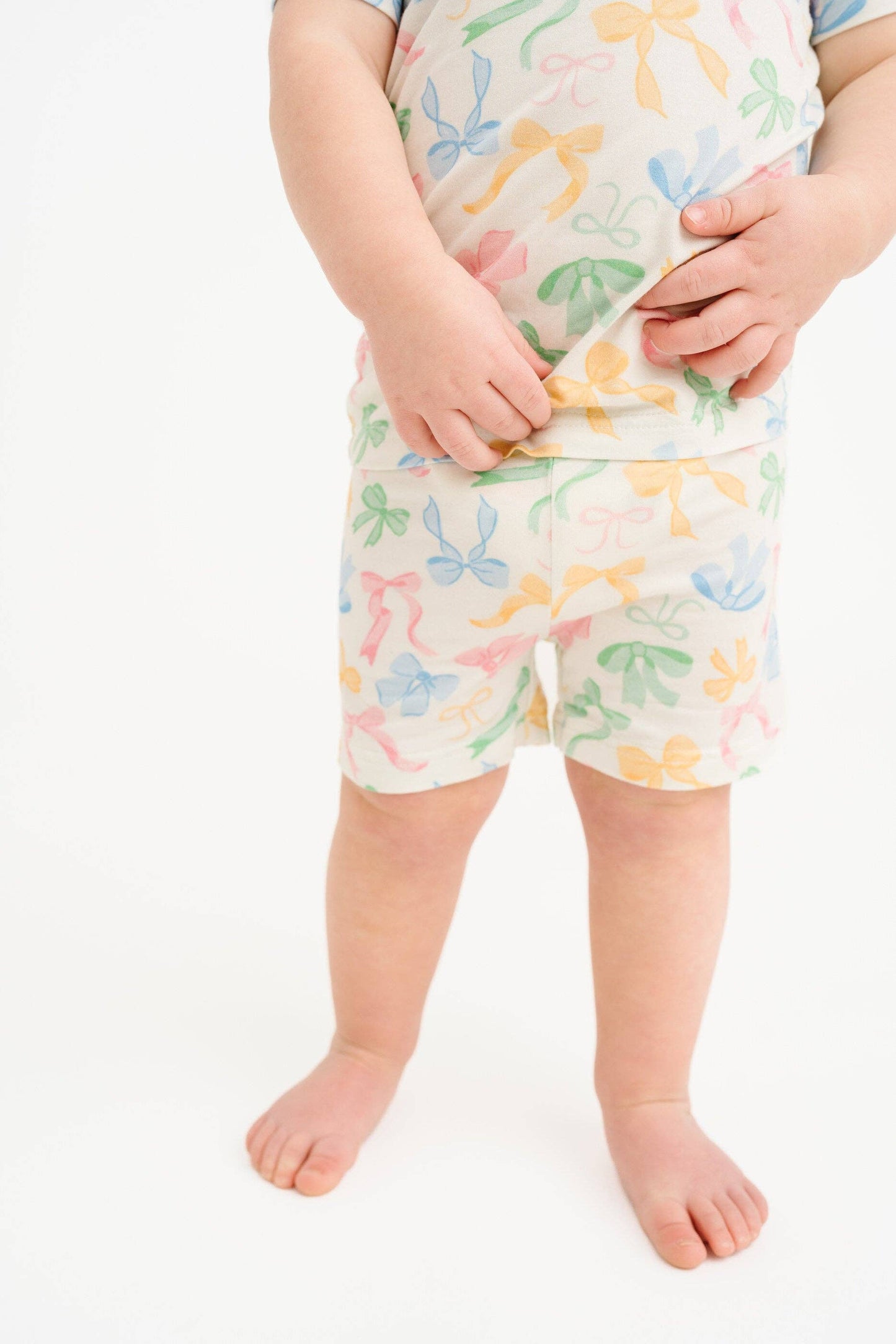 Pastel Bow Bamboo Shorts Set