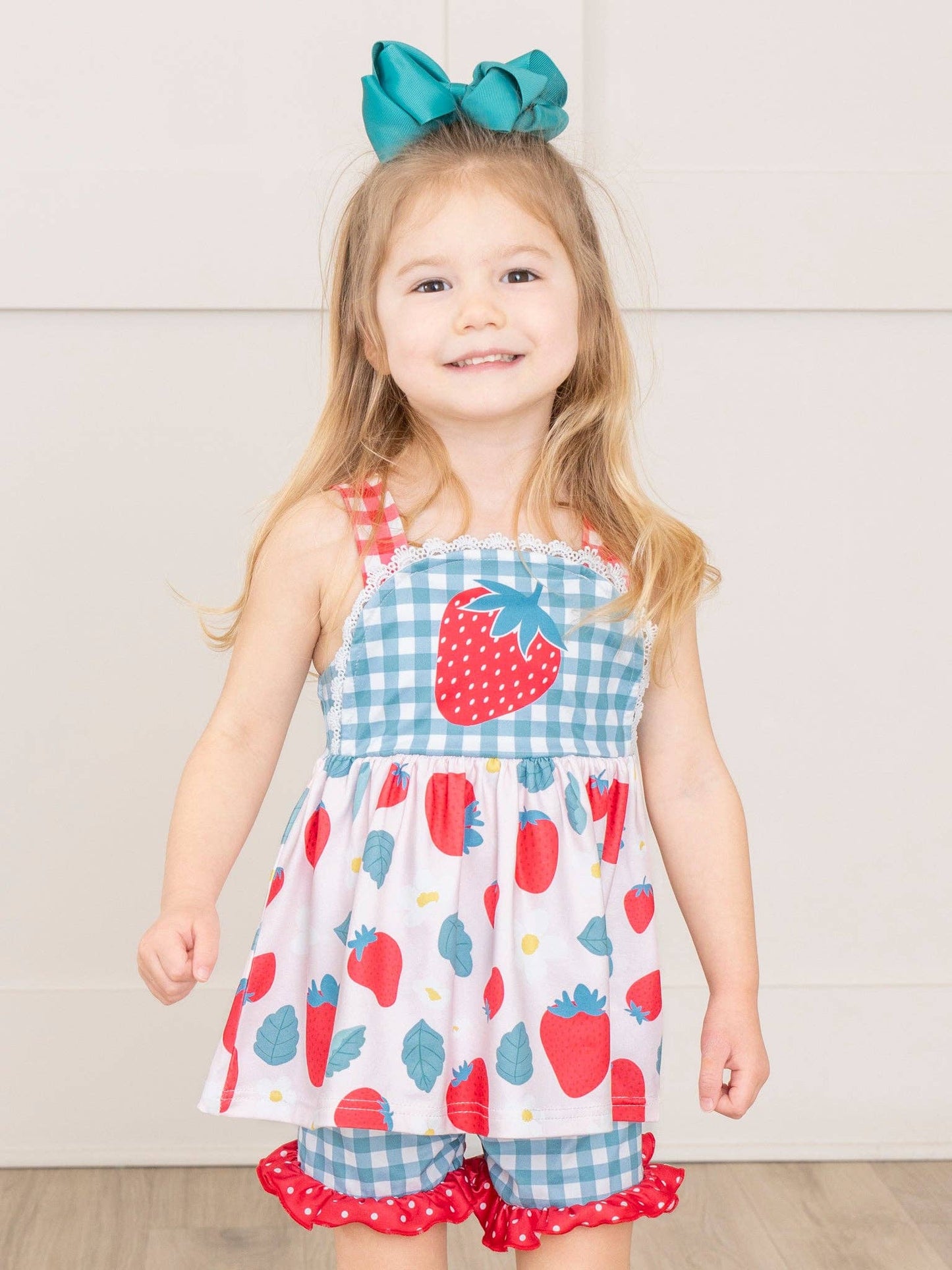 Gingham Strawberry Ruffle Outfit