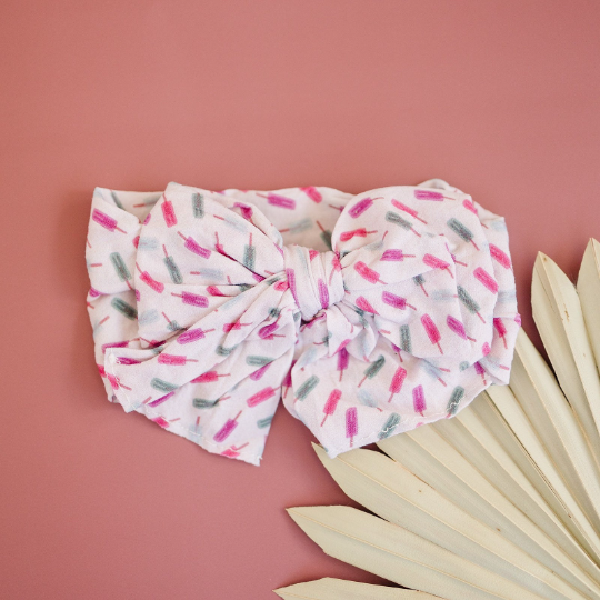 Big Bow Watercolor Summer Popsicle Nylon Headband