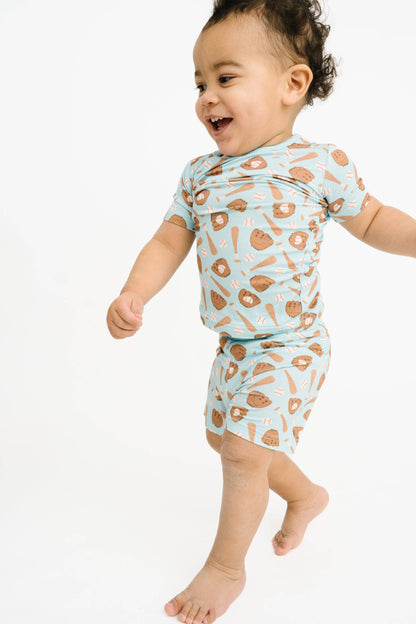 Home Run Blue Bamboo Shorts Set